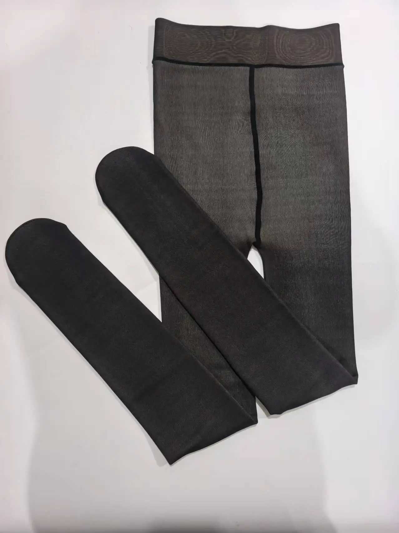 Pure color autumn and winter black skintight fleecelined leggings onepiece pantyhose warm thick elegant sheer liningT251023