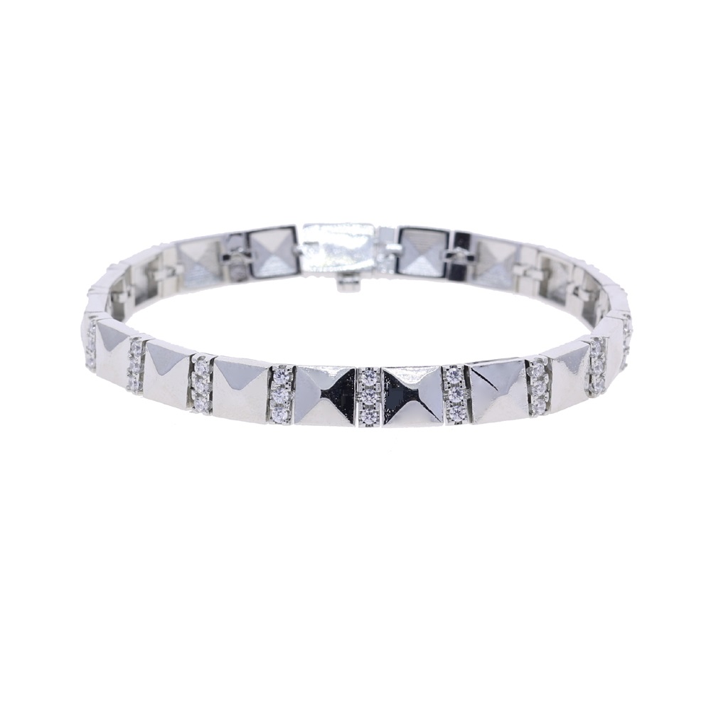 2025 New Gold Plated Geometric Triangle Rivet Bracelet Micro Paved Bling Cubic Zirconia For Women High Quality Fashion Jewelry