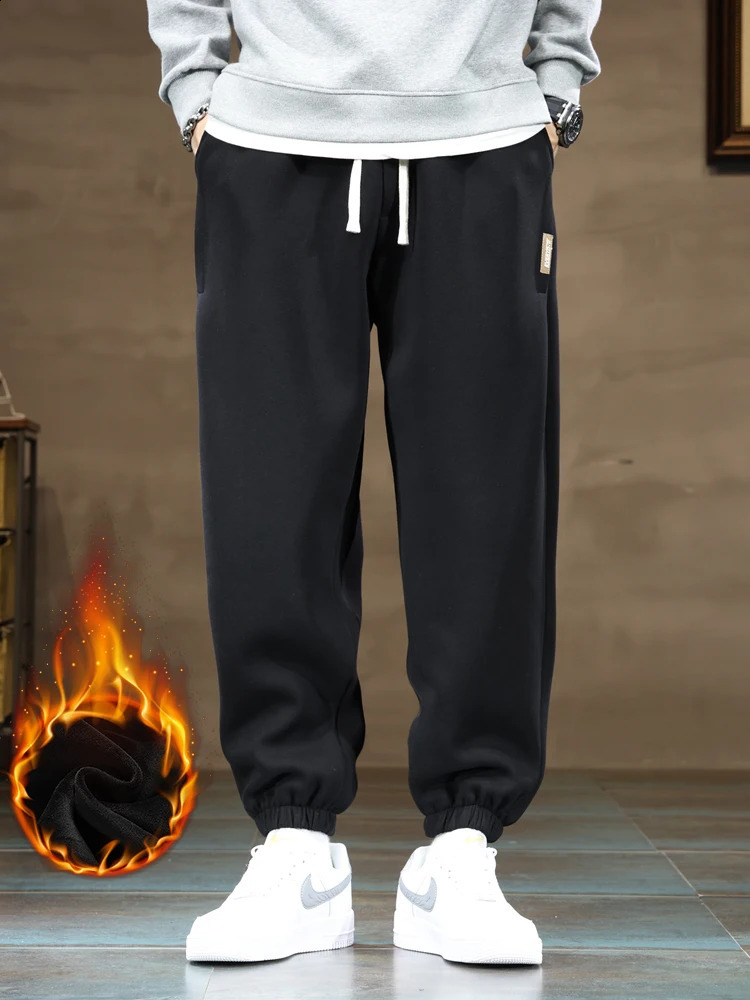 Mens Winter Fleece Joggers AnkleLength Thick Warm Knitted Sweatpants Loose Fit Thermal Sport Trousers Asian Size M8XL 251023