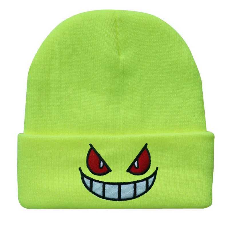 Cartoon Embroidered Beanies Popular American Anime Cartoon Embroidered Knitted Autumn Winter Warm Hat Wool Hat Gengar BeaniesXJ251023