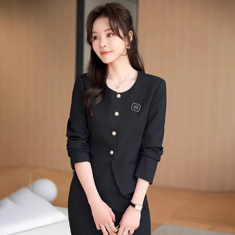 Spring Summer Long Sleeve Women Business Work Wear Suits with Skirt and Tops Formal Professional Office OL Styles Dress Sets 251016
