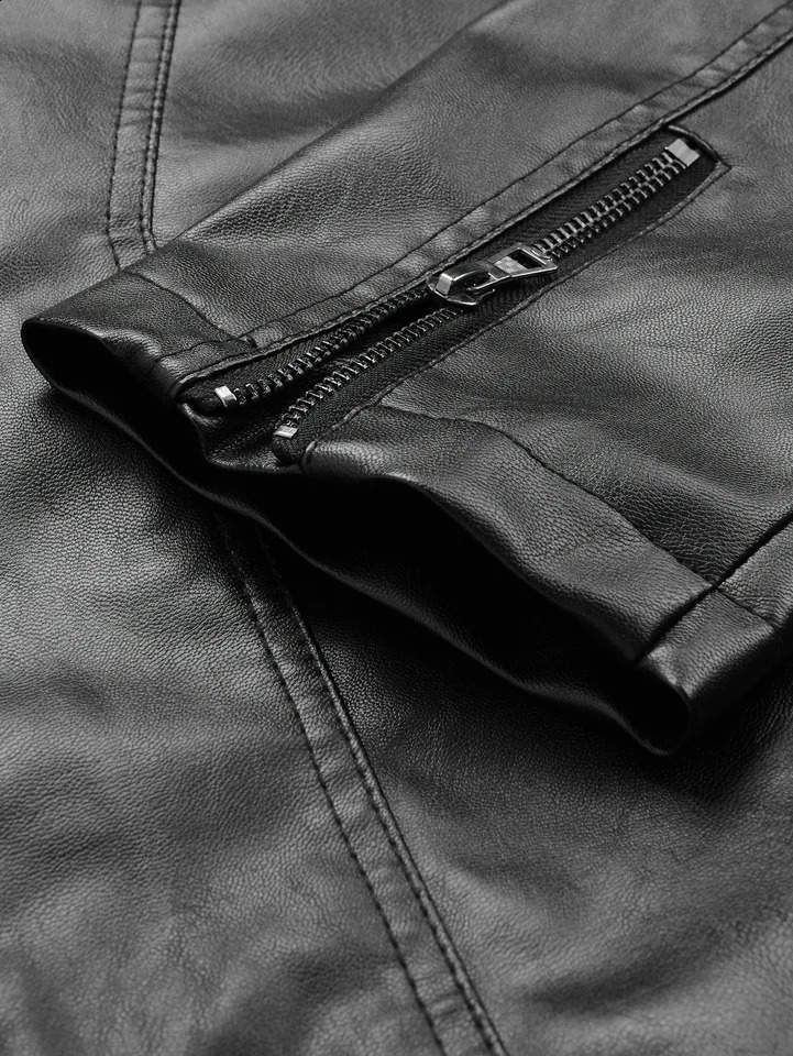 Mens Small StandUp Collar Leather Jacket Windproof and Warm Stylish FormFitting Suitable for Daily Commuting Street Wear Autumn Winter Outings Casual 