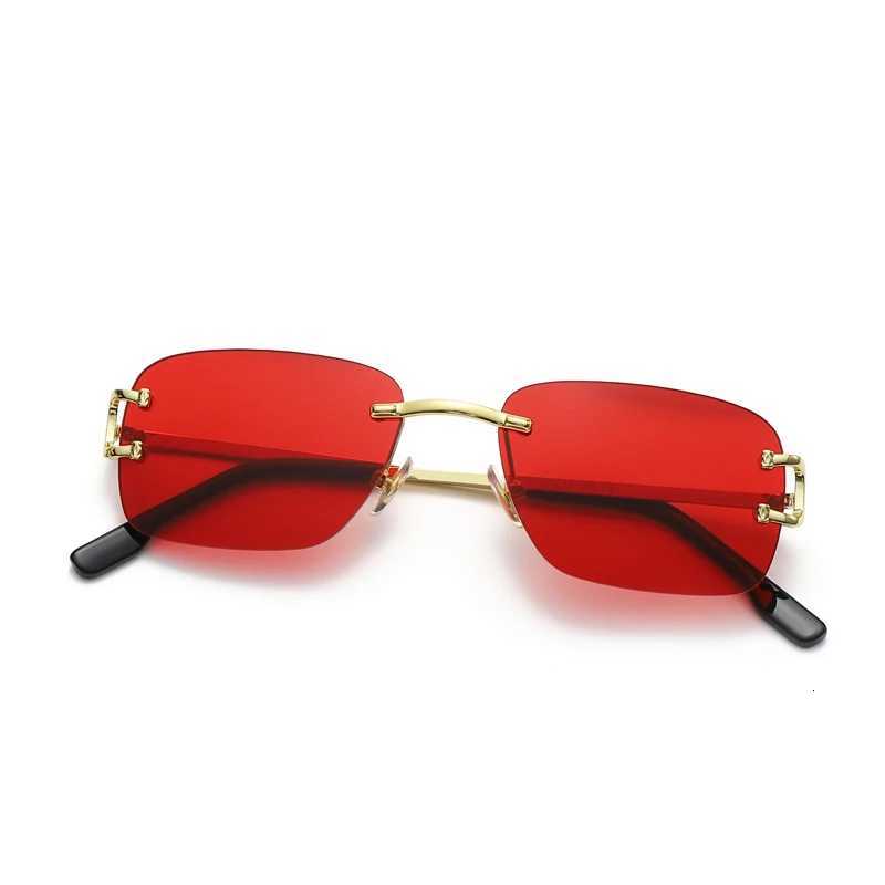 Red Lenses Fashion Sunglasses Metal Frame Cross Border Street Shooting Sunglasses for Men and WomenW251023