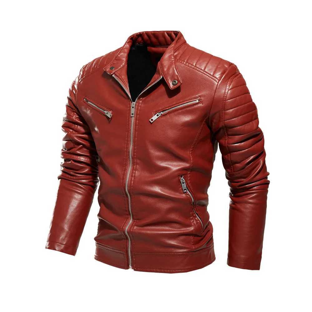 High Quality Mens Brand PU Leather Jacket Fleece Men Slim Fit Leather Coat Men Fashion Leather Jacket Male PU Leather Jackets W251023