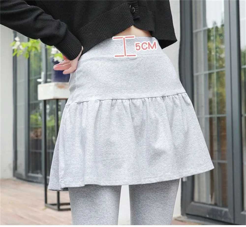 Skirt Leggings Autumn and Winter Fleece Stretchy Warm High Waist Good Elastic Cotton Warm LeggingsT251023