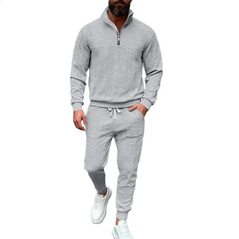 Mens Winter Collection European American TwoPiece Sweatshirt Set Jacquard Street Fashion Casual Sportswear 1 Or 2 Pieces 251023