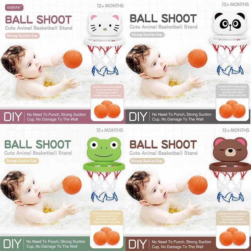 Toddler Animal Themed indoor Basketball Frame Kids Bath Toys set with 3 Plastic Balls Baby Parent Children Interactive fun Game J251023
