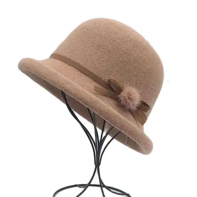 Woon Bucket Hat Wens Autumn and Winter Bow Korean Version Versati Japanese De Basin Hat British Retro Top Hat TideW251023