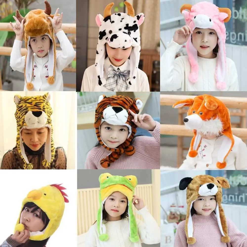 Cartoon Plush Moving Hat Trapper Hat Movab Ears Aiag Neck Warmer Funny Toys Hat gear Cosplay PartyW251023