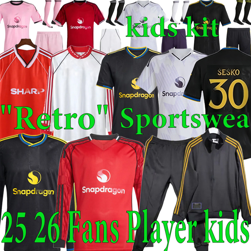 25 26 ManUniteds soccer jerseys Sesko CUNHA MBEUMO HOJLUND Antony Casemiro UTD Retro 25 2026 football shirt tracksuits MARTIAL B. FERNANDES men kids kit Pre match 4XL