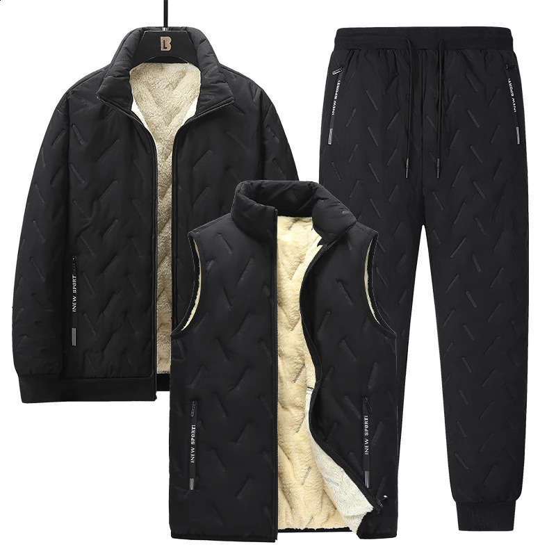 23 Piece Set Men Tracksuit for Winter Fleece Lined Keep Warm Windproof Sports Outfits Clothing Thicken Sweatsuits Daily 251023