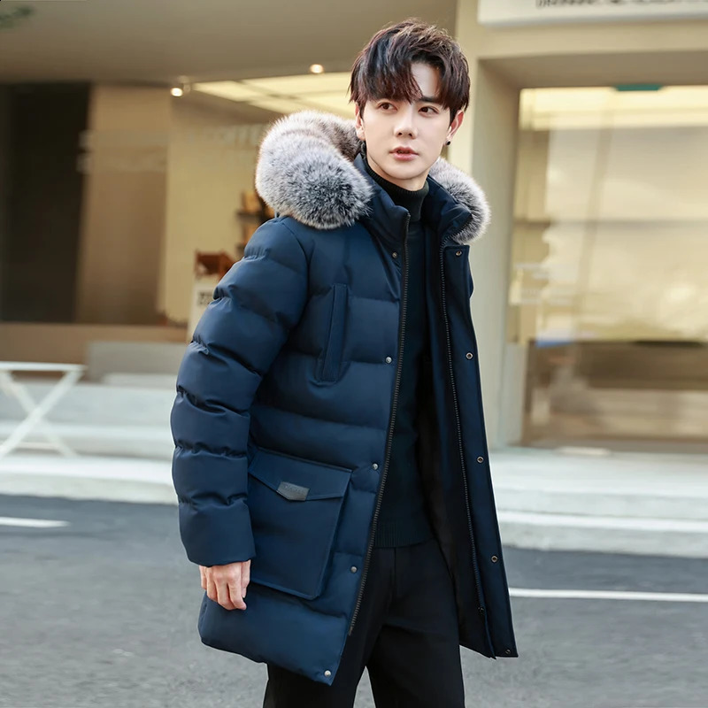 Mens Outdoor Highquality Windproof Breathable Thick Padded Jacket Winter and Warm with Hat Long Cotton 251015