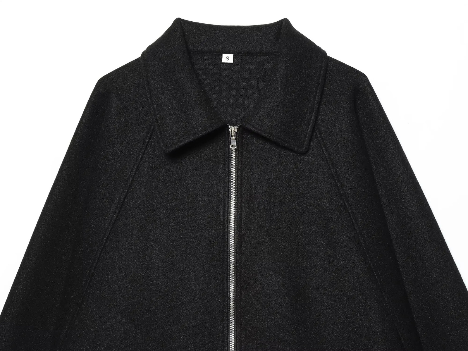 WOMAN Fashion European and American Style Autumn Blended Shoulder Sleeve Top Joker Zipper Coat Outerwear Mujer 251013