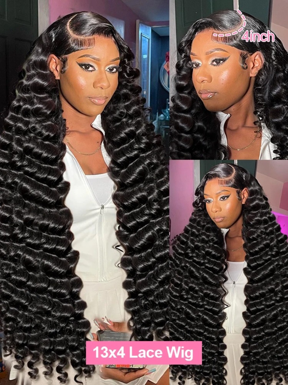 Black Deep Wave Frontal Wigs 13x4 13x6 HD Lace Front Wigs 30 Inches Curly Human Hair Wigs Brazilian Preplucked Ready To Wear Heat Resistant for Wemon