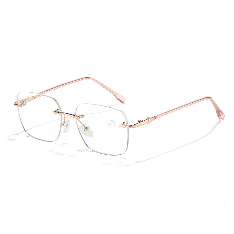 Pure Desire Rimless Prescription Glasses for Women, Customizable Prescription, Large Frame, Face Slimming, High-End Feel, Borderless Gold Wire Eyeglas