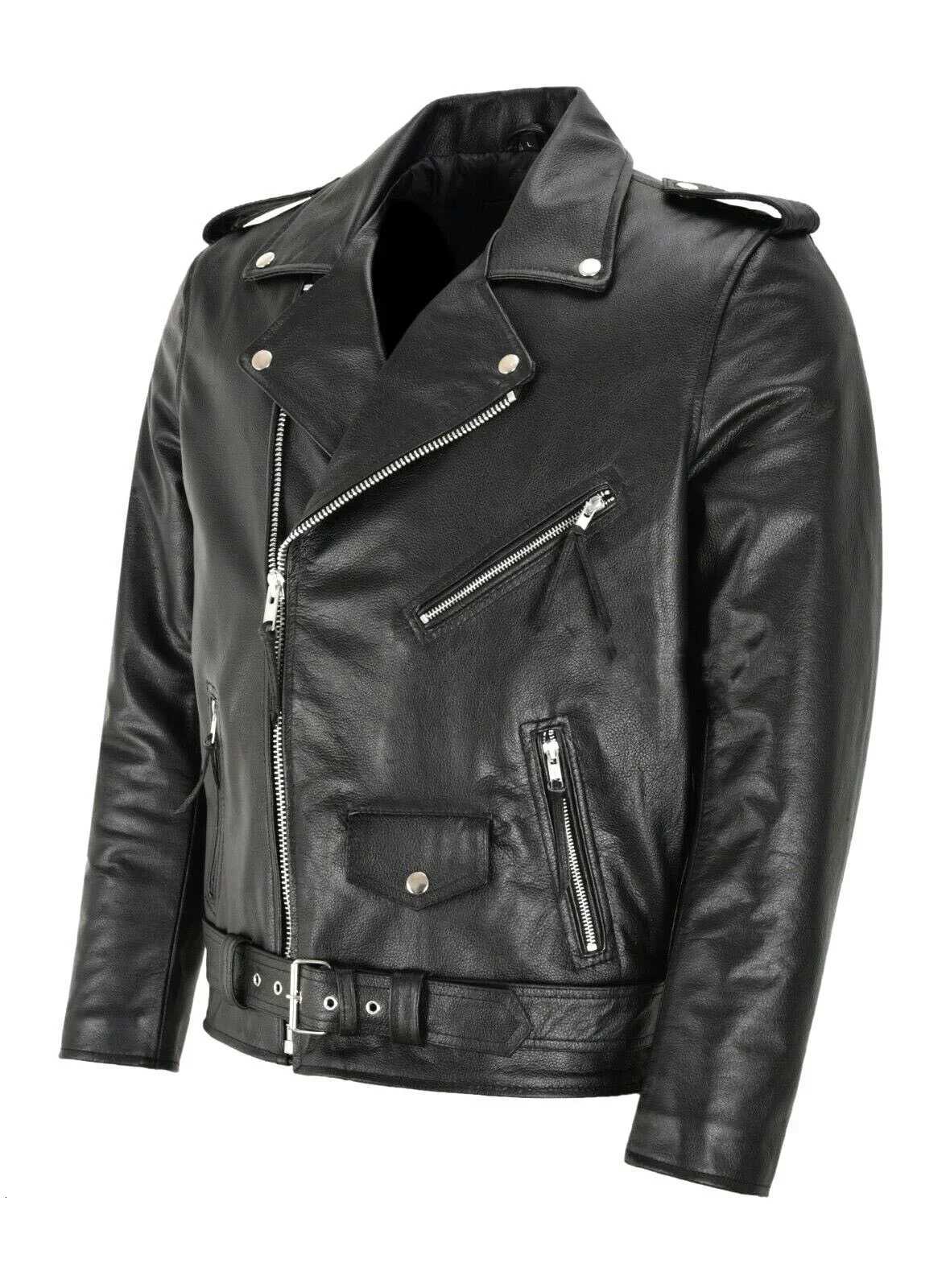 Men PU Leather Jacket Motorcycle Fashion Slim Fit Leather Coat W251023