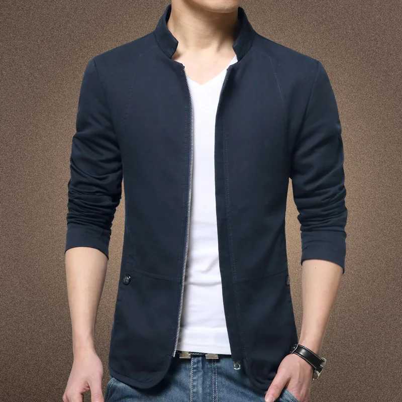 New Spring Standing Collar Washed Jacket for Men Clothing Coats Slimming Cotton Drape W251023