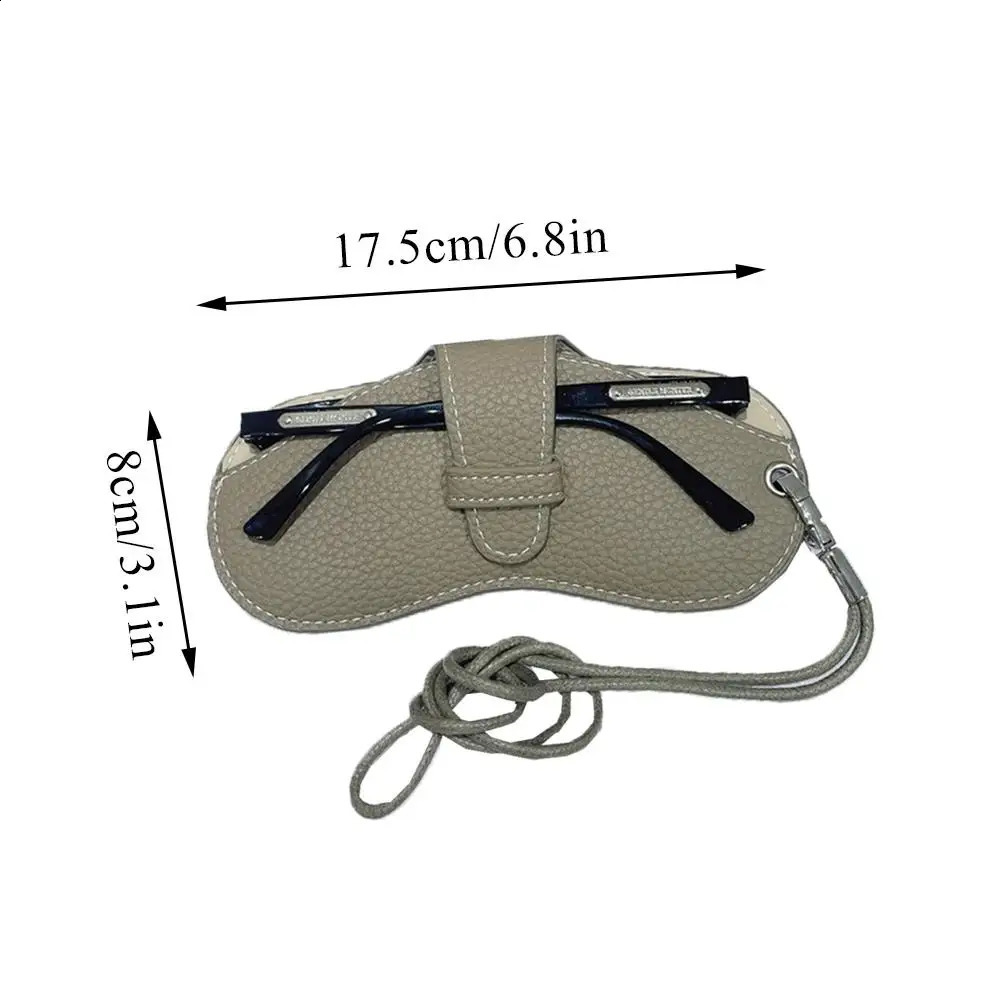 Portable Retro Handmade PU Leather Glasses Bag With Lanyard Hanging Sunglasses Case Simple Glasses Storage Box Sunglasses Case 251027