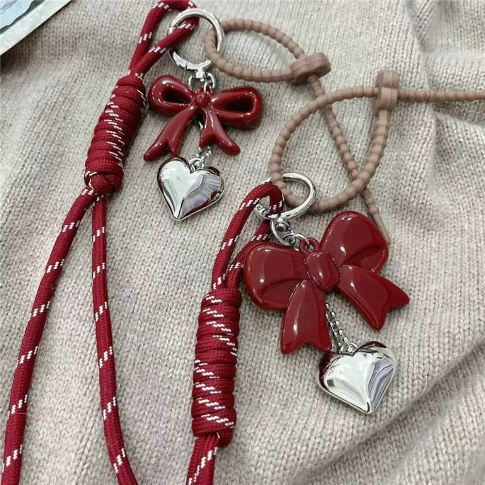 New Bowknot Braided Rope Keychain Handmade Y2K Bag Pendant Ornaments Heart Buckle Mobile Phone Lanyard Gifts Z251023