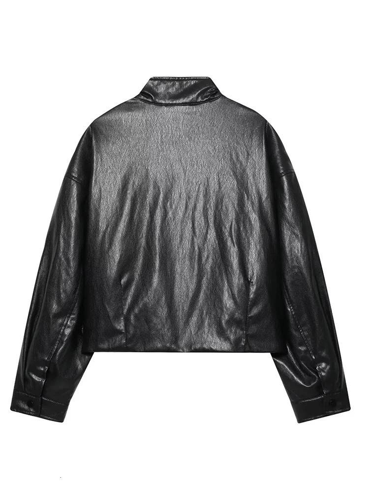 Womens Jacket Autumn Fashion Faux Leather Bomber Jackets For Women Short Coat High Street Long Sleeve Casual Outerwear 251020