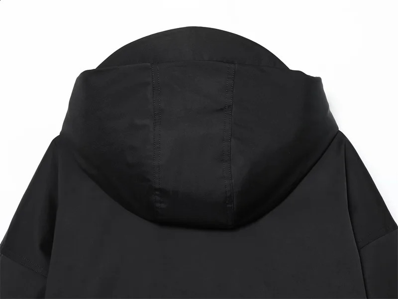 Womens Coat Autumn Style Black Long Sleeve Hooded Waterproof Windproof Simple Jacket Casual Fashion Versatile 251013