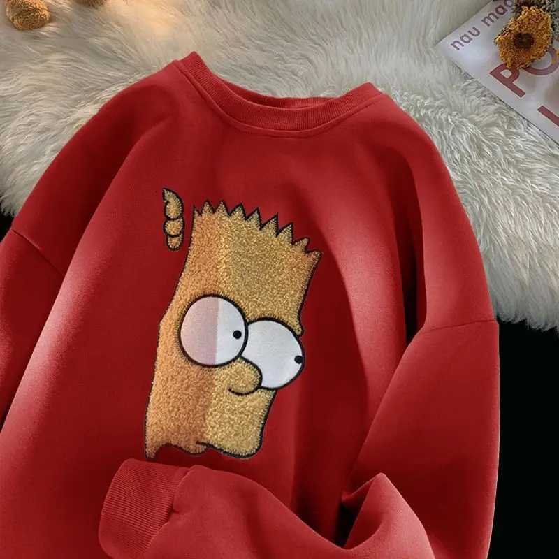 Pure Cotton American Style High Street Pullover Men Chic Autumn Winter New Cartoon Printing Loose Allmatch Crew Neck HoodiesT251023