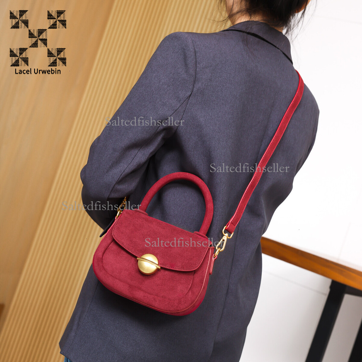 Lacel Urwebin Designer Autumn/winter New Women's Mini Handbag High End Suede Fashion Shoulder Bag Underarm Crossbody Bag Versatile Small Square B