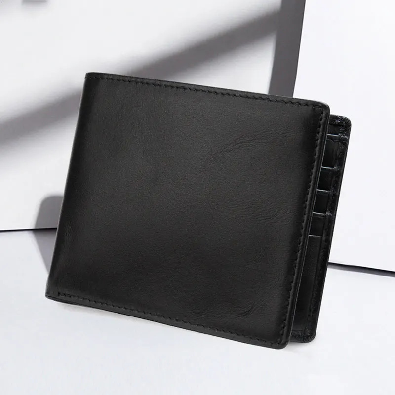 Soft Genuine Leather Wallet Mens Cow Leather Wallets Man Small card holder Wallets Balck Short Purse for Male251023