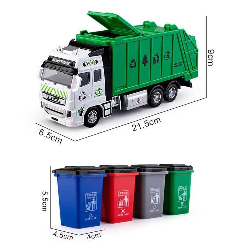Alloy Engineering Vehicle Model Simulation Inertia Pullback Sanitation Vehicle Toy Classified Garbage Bin Childrens Toy GiftT251023