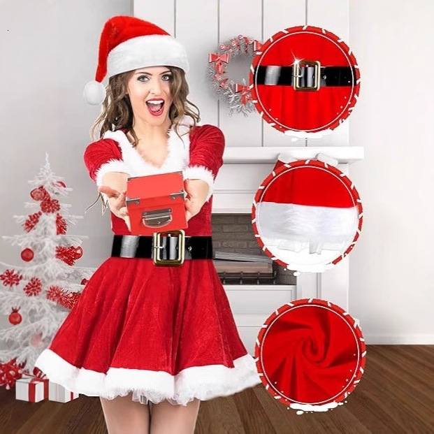 2025 Christmas Adult Women's Clothing Christmas Dress Festival Party Dress Santa Claus New Santa Claus Performance Dress