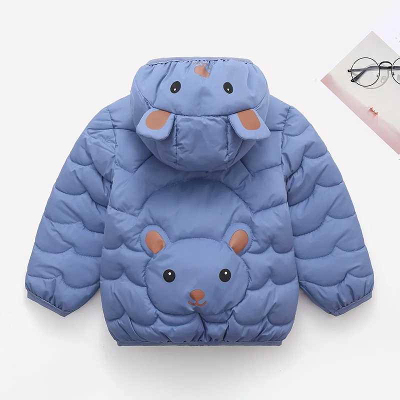 Baby Boys Girls Hooded Zipper Lightweight Down Jackets Kids Cottonpadded Cartoon Coat Childrens Autumn Winter Warm Outerwear Y251023
