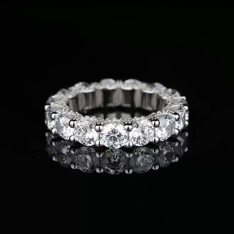 Wholesale Real 10K 14K 18K Solid Gold Moissanite Eternity Engagement Band Ring Iced Out Vvs Lab Grown Diamond Wedding Ring