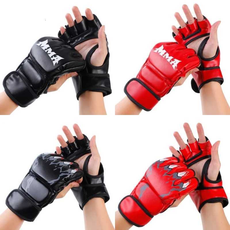 Half Finger PU Leather Boxing Training Gloves Free Fight Kick MMA Fighting Muay Thai Sports Sanda Glove Professional Equipment Y251023