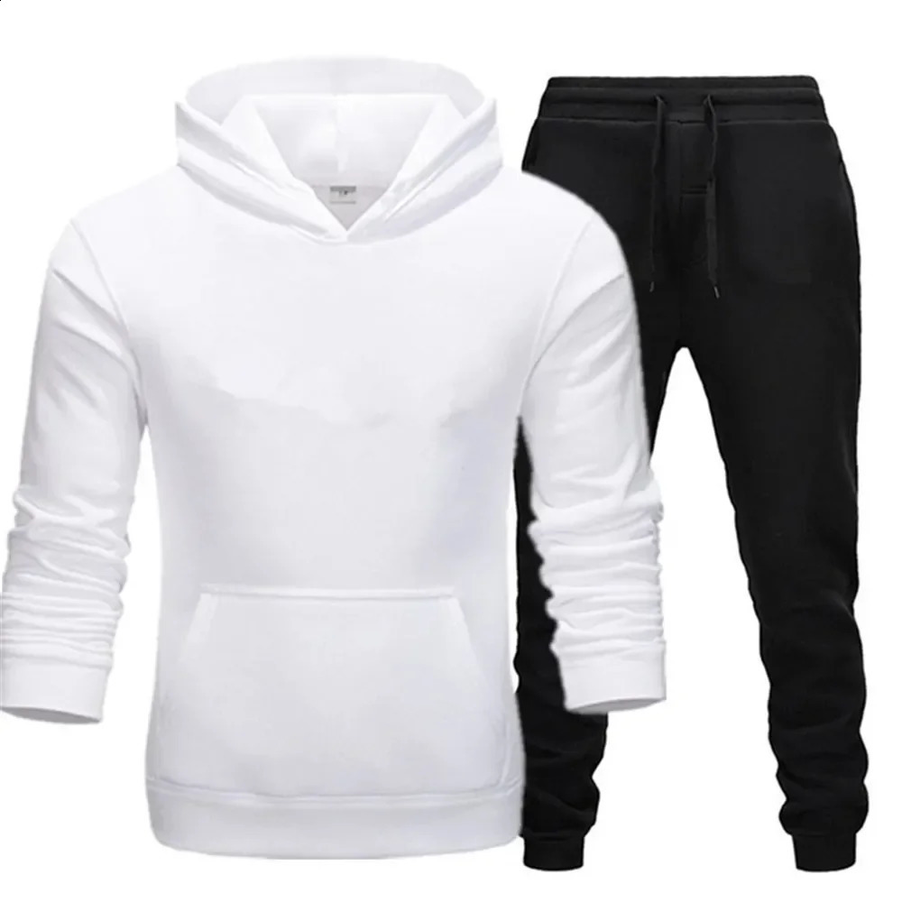 winter hoodies suits men fashion Fleece red hoodie black pants Casual Jogger suit tracksuit sweatshirt 251023