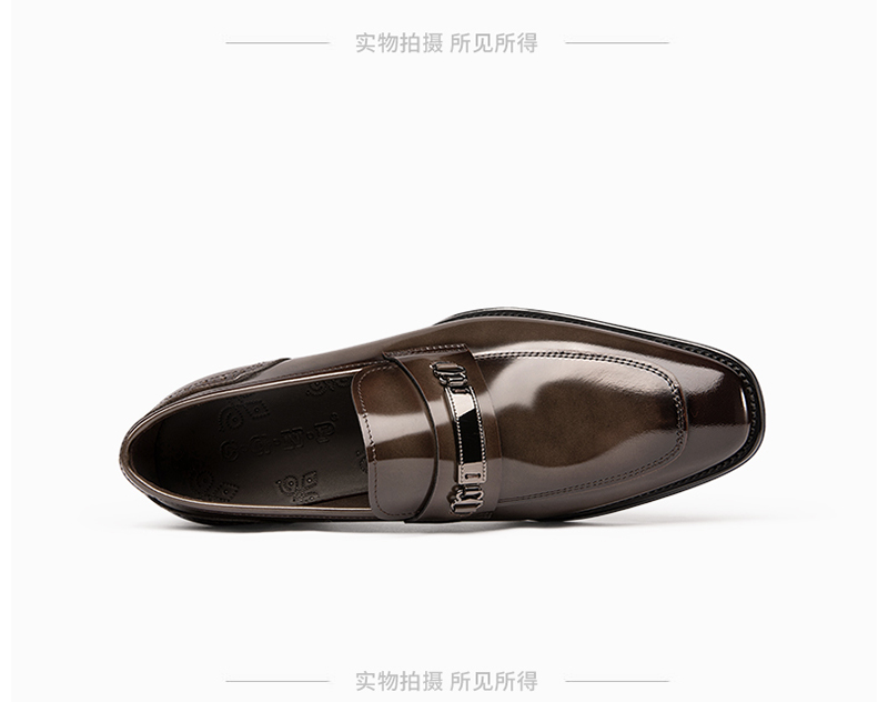 New business men's leather shoes, genuine leather slip-ons, British breathable shoes, high-end cowhide men's shoes, bright leather surface, 
