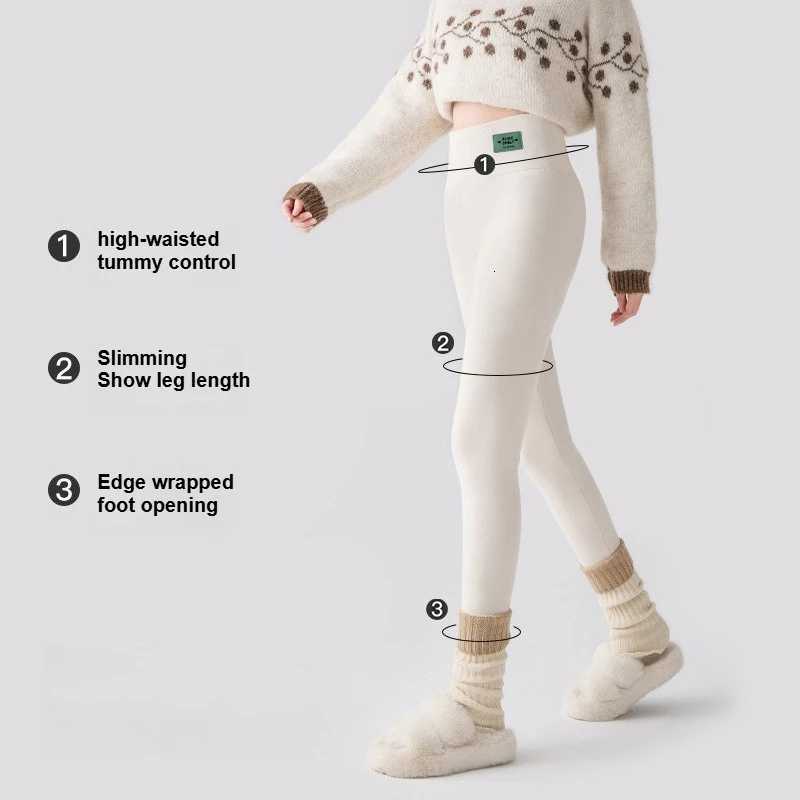 Plus Size Fleece Lined Leggings Women High Waisted Tights for Cold Winter Thermal Outdoor Wear Thick Ribbed Fashion LeggingsT251023