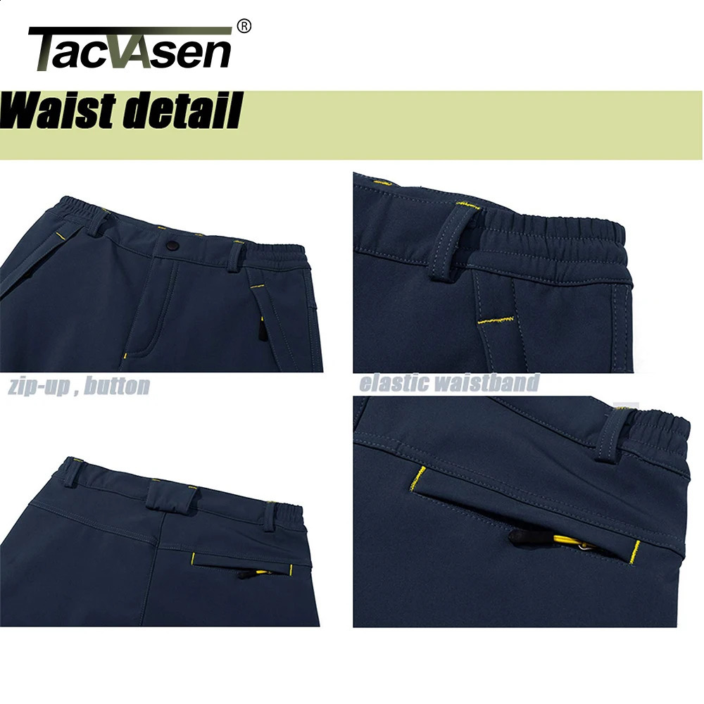 TACVASEN Winter Thermal Fleece Lined Pants Mens Waterproof Climbing Multipockets Windproof Hiking Outdoor Warm Trousers 251023