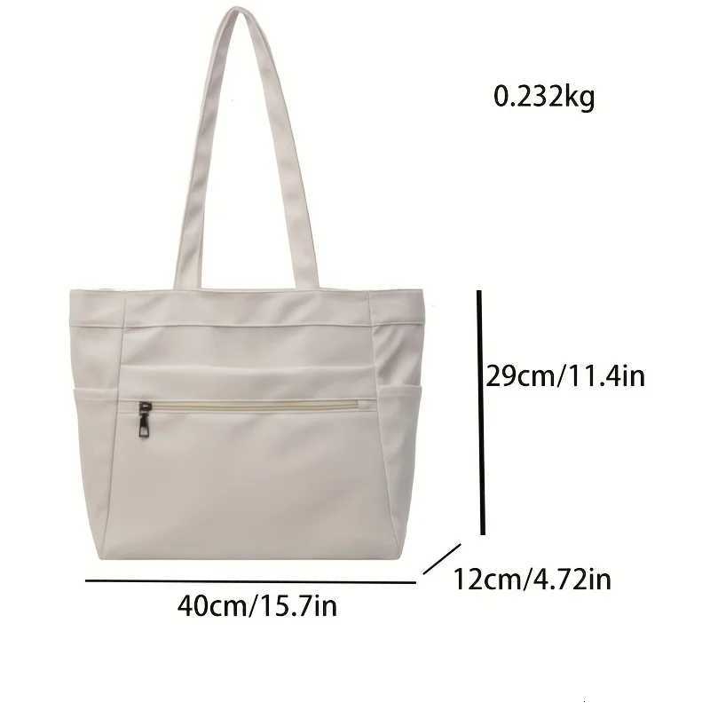 New Womens Shoulder Bag Large Capacity Multiple Pockets Handbag Simple Canvas Tote Bag Daily CommutingL251023