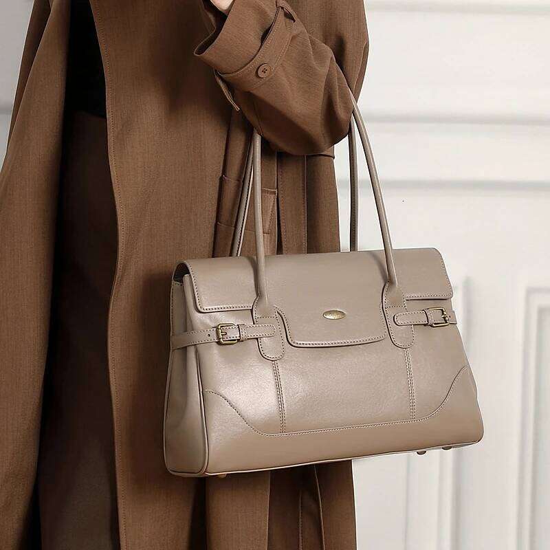 Burminsa Cowhide Genuine Leather Tote Handbags For Women 2025 Designer Large Work Satchel Shopping Underarm Shoulder Bags