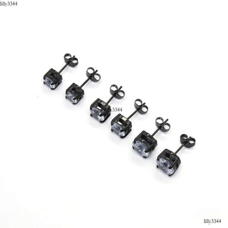 Stainless Steel Four-Prong Inlaid Zircon Crystal Simple Personality Small Earrings