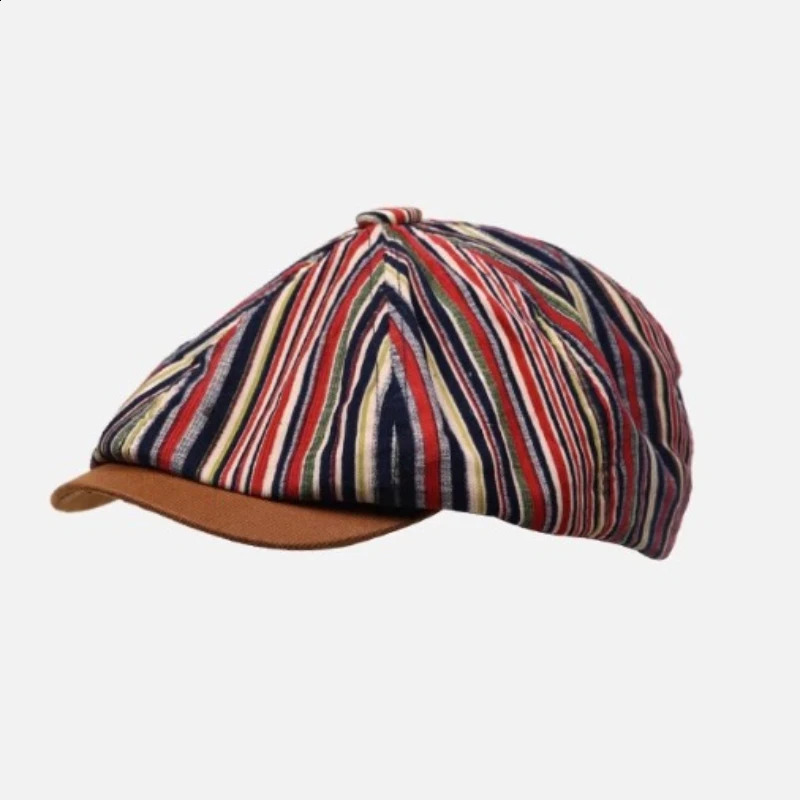 British Striped Painter Hat Retro Red Ombre sboy Cap Unisex Korean Style Octagonal Beret 251021