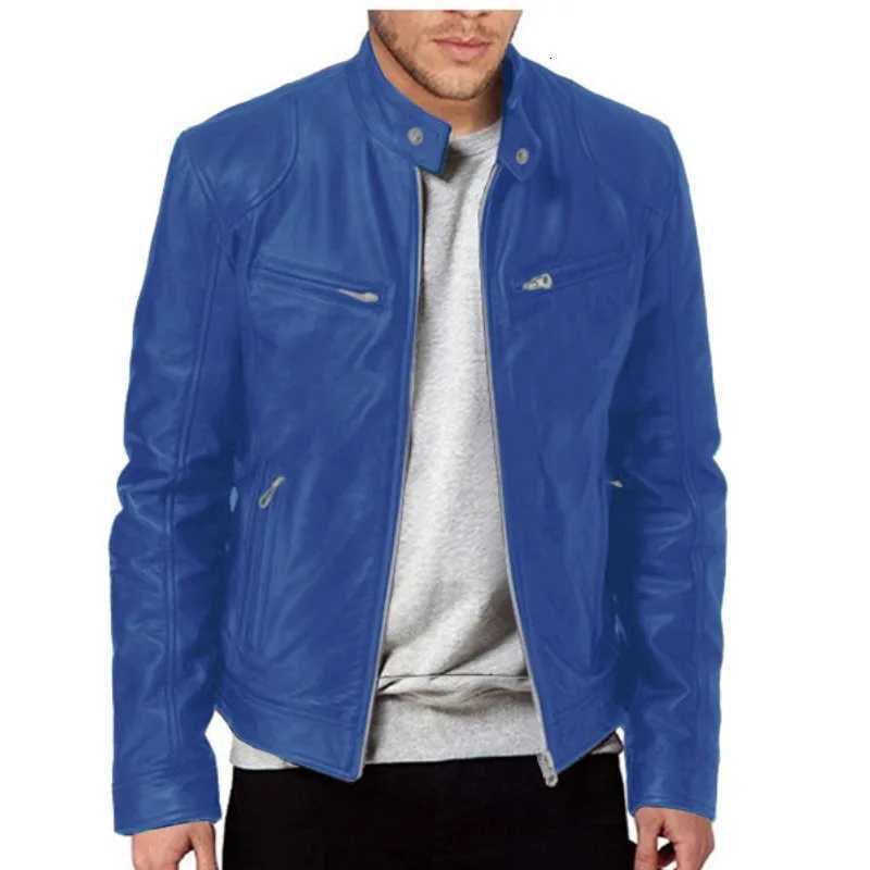 Mens Faux Leather Jacket Autumn Fashion Solid Color Zipper Motorcycle Jacket Mens Casual Long Sleeve Zipper Button Jacket W251023