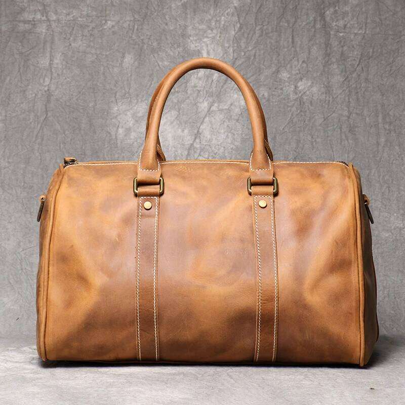 Vintage Men's Cowhide Leather Business Short-distance Carry Hand Lage Large-capacity Travel Bag Simple Messenger Bags