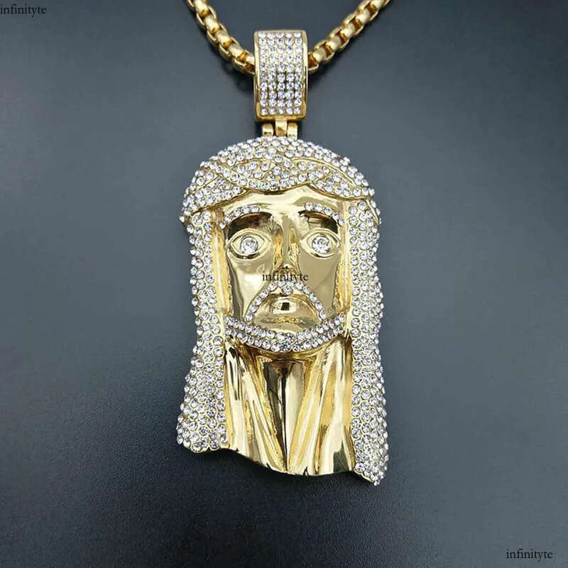 Hip Hop Large Jesus Pendant Necklace Titanium Steel Gold Plated Religious Jewelry