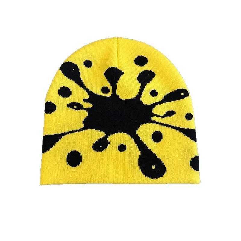 Water Drop Print Knit Beanie Men Women Soft Stretchy Skull Cap for Street Fashion Casual Outing Trendy Unisex Winter HatXJ251023