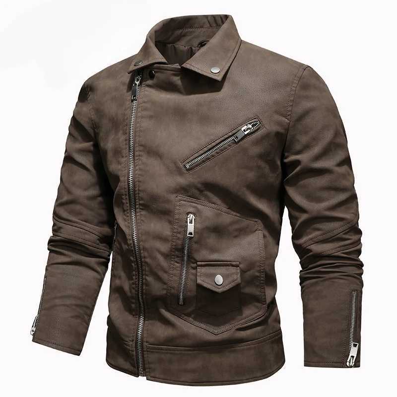 Jacket Men Coat Winter Leather Bomber Genuine Casual Brown Jackets Coats Faux Leather Vintage Black Biker Jacket Men Windproof W251023