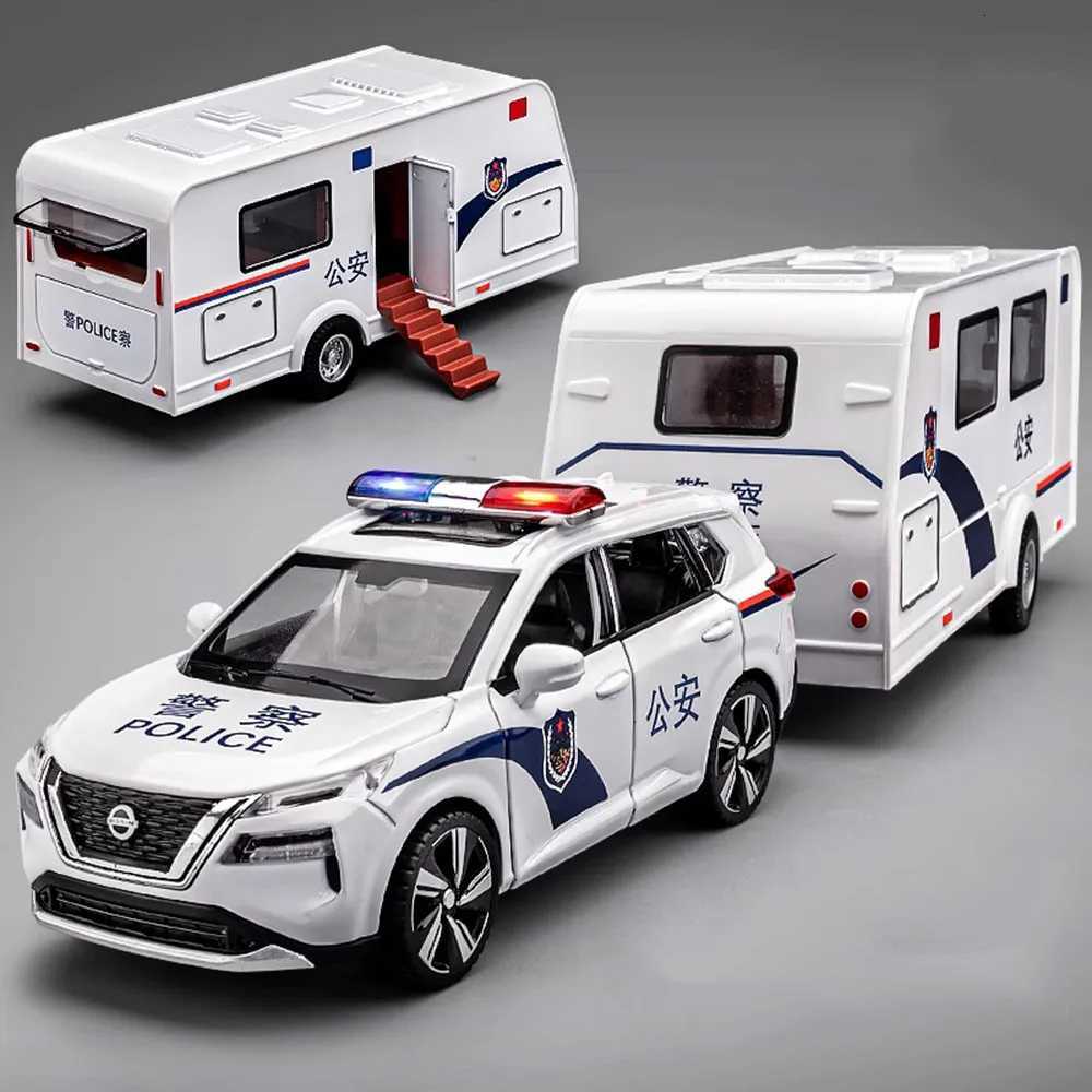 Scale 132 XTrail Toys Models Car Alloy Diecasts Trailer RV Doors Opened Sound Light Pull Back Metal Models Decoration Kids ToyT251023