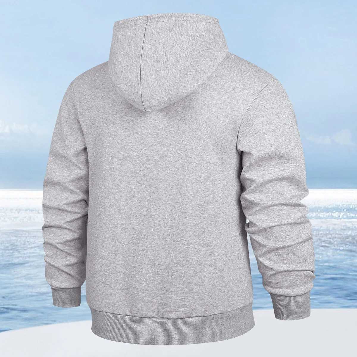 Mens autumn and winter hooded sweatshirt with drawstring and zipper simple and versatile suitable for daily work and sportsT251023