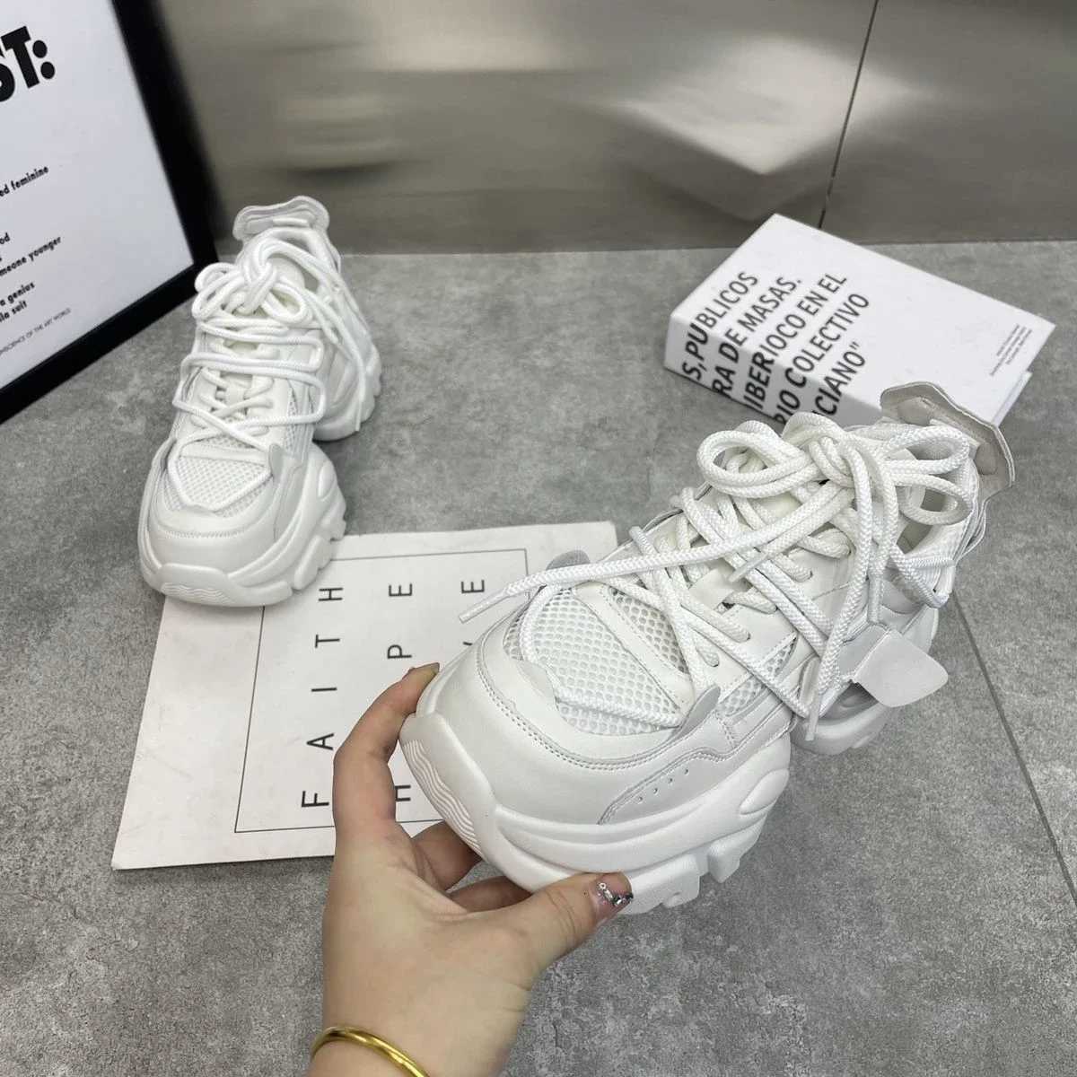 New Fashion Women Tennis Shoes Chunky Sneakers for Women Spring Autumn Thick Bottom Dad Shoe Ladies PU Leather Platform Sneakers Z251022
