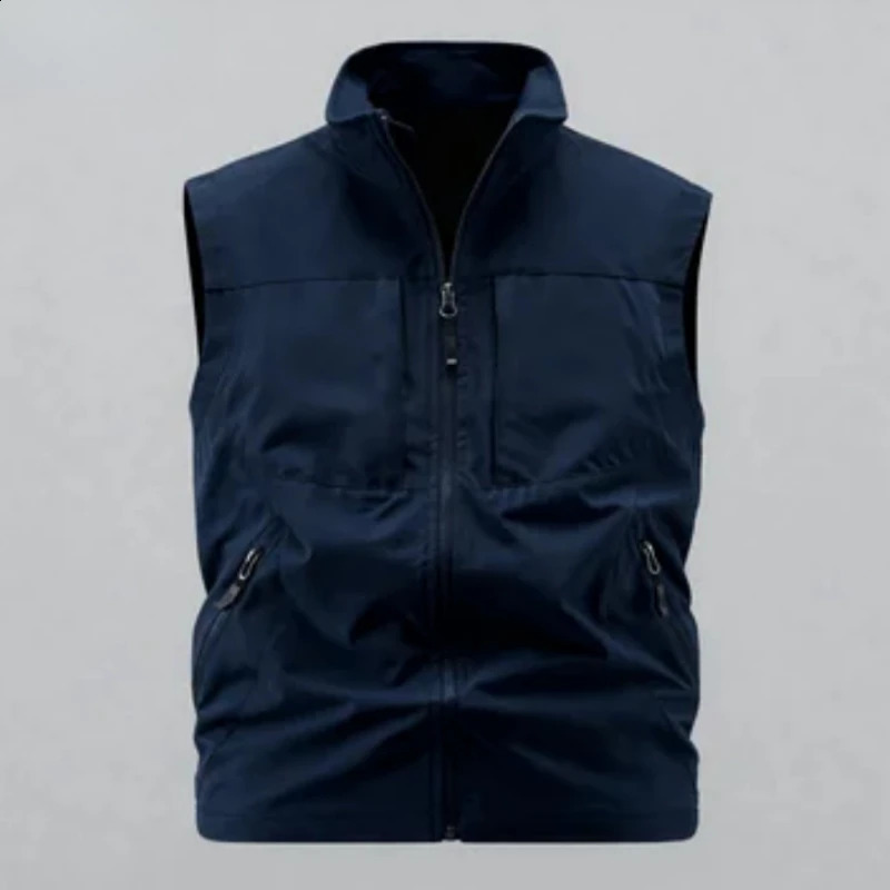 AutumnWinter Mens Vest High Quality Fashion Stand Up Collar Comfortable Trendy Shoulder Multi Pocket Coat for Men 251023
